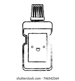 bottle kawaii mouthwash in monochrome blurred silhouette vector illustration