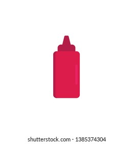 Bottle of Ketchup flat icon, vector sign, tomato ketchup bottle colorful pictogram isolated on white. Symbol, logo illustration. Flat style design