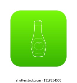 Bottle of ketchup icon green vector isolated on white background