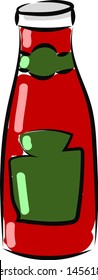 Botella de ketchup, ilustración, vector sobre fondo blanco
