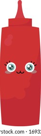 Bottle of ketchup, illustration, vector on white background