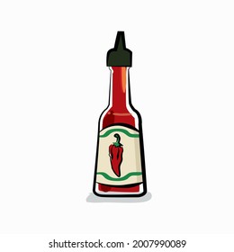 Bottle of ketchup, illustration, vector on a white background.