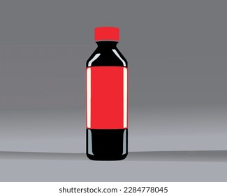 Bottle of Ketchup isolated on gradient color background. Vector illustration cartoon icon isolated.