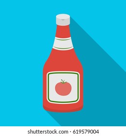 Bottle Of Ketchup. Single Icon In Flat Style Vector Symbol Stock Illustration.