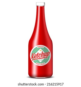 Bottle of ketchup. Traditional red tomato sauce.