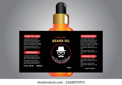 Bottle label design. Package template design. Beard Oil Label design. Bottle mock up design label template