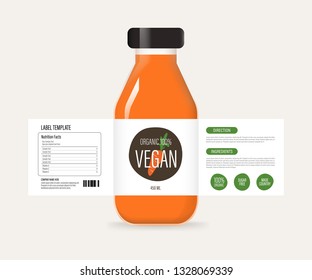 Bottle label of juice smoothie drink. Label and banner design. Natural organic food label.