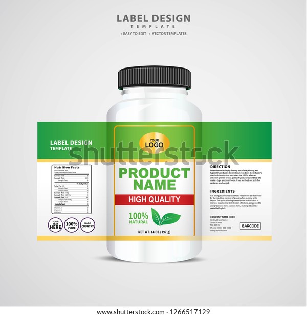 Bottle Label Package Template Design Label Stock Vector Royalty Free 1266517129