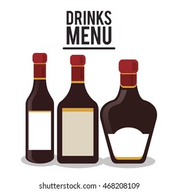 bottle label set alcohol icon. drinks and menu design. Colorfull and isolated illustration