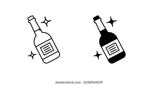 Botella con el icono de conjunto de etiquetas con fondo blanco Vector Ilustración de stock