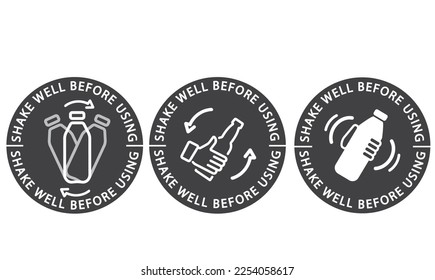 Bottle label - shake well before use, vector.