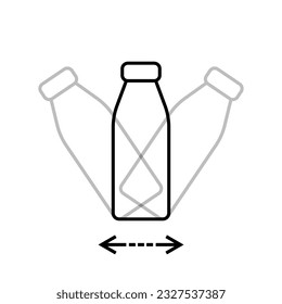 Bottle label shake well before use. Bottle icon with arrows. Vector illustration. EPS 10.