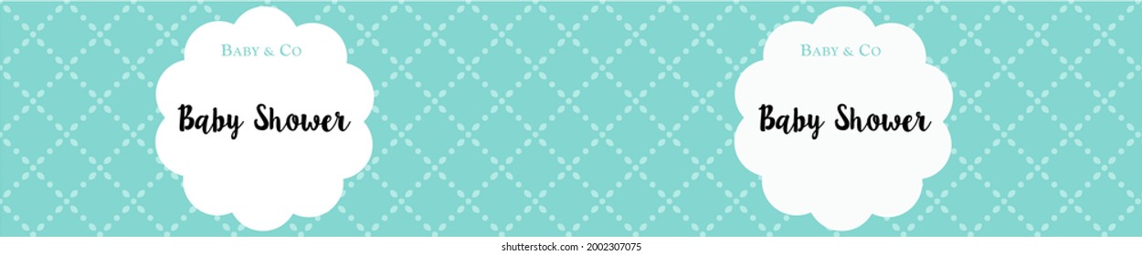 Bottle Label, Wrapper, Backgroud Banner. Printable Template For Baby Shower Party. Tiffany Blue Ribbon Pattern. Classic Elegant Style	