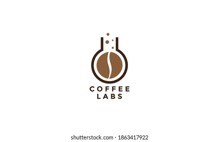 bottle laboratory with coffee bean logo vector icon design illustration
