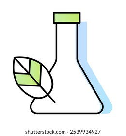 Botella con hoja que representa la seguridad y la responsabilidad ambiental. Libre de químicos y salud