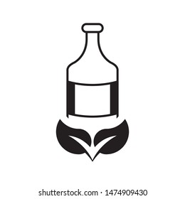 Bottle with leaves logo template vector friendly recycle icon design