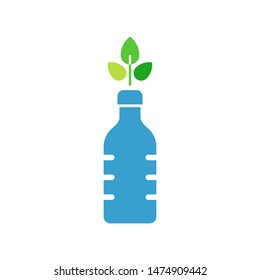 Bottle with leaves logo template vector friendly recycle icon design