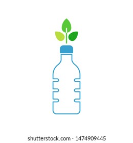 Bottle with leaves logo template vector friendly recycle icon design