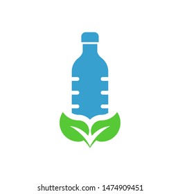 Bottle with leaves logo template vector friendly recycle icon design