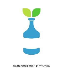 Bottle with leaves logo template vector friendly recycle icon design