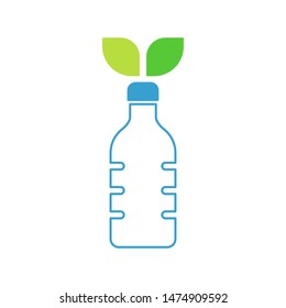Bottle with leaves logo template vector friendly recycle icon design