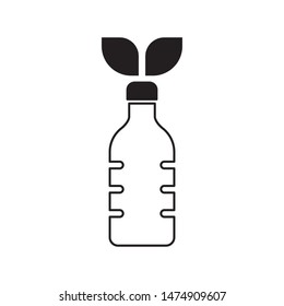 Bottle with leaves logo template vector friendly recycle icon design