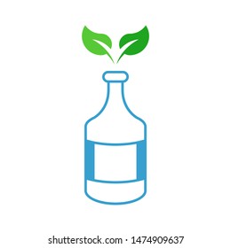 Bottle with leaves logo template vector friendly recycle icon design