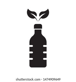 Bottle with leaves logo template vector friendly recycle icon design