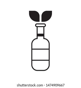 Bottle with leaves logo template vector friendly recycle icon design