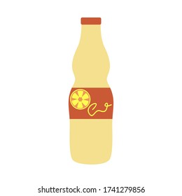 A bottle of lemonade isolated on a white background. Illustration in a simple flat style. It can be used for decoration of textile, paper and other surfaces.