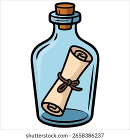 Botella con la letra dentro del fondo blanco del Vector