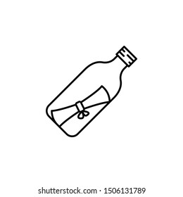 Bottle, letter, pirate icon. Element of pirate thin line icon