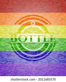 Bottle lgbt colors emblem. Vector Illustration. Mosaic. 