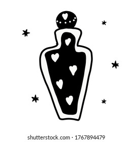 Bottle of life. Game icon of magic elixir. Interface for game. Health or nature. Small variant. Vector illustration