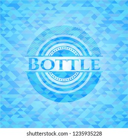 Bottle light blue emblem. Mosaic background