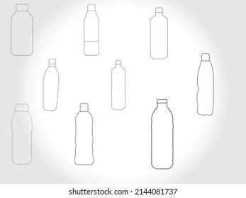 bottle line art icon vector free download.Bottles for Liquid Signs Black Thin Line Icon Set Include of Water, Alcohol Drink and Jar. Vector illustration of Icons 