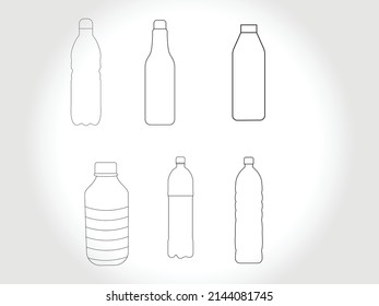 bottle line art icon vector free download.Bottles for Liquid Signs Black Thin Line Icon Set Include of Water, Alcohol Drink and Jar. Vector illustration of Icons 
