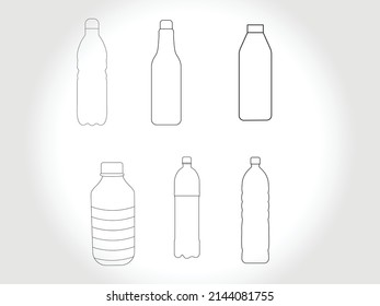 bottle line art icon vector free download.Bottles for Liquid Signs Black Thin Line Icon Set Include of Water, Alcohol Drink and Jar. Vector illustration of Icons 