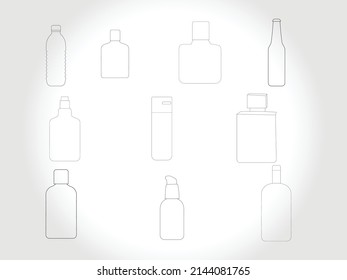 bottle line art icon vector free download.Bottles for Liquid Signs Black Thin Line Icon Set Include of Water, Alcohol Drink and Jar. Vector illustration of Icons 