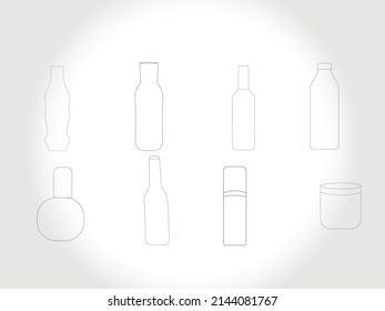 bottle line art icon vector free download.Bottles for Liquid Signs Black Thin Line Icon Set Include of Water, Alcohol Drink and Jar. Vector illustration of Icons 