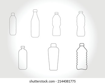 bottle line art icon vector free download.Bottles for Liquid Signs Black Thin Line Icon Set Include of Water, Alcohol Drink and Jar. Vector illustration of Icons 