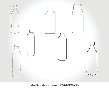 bottle line art icon vector free download.Bottles for Liquid Signs Black Thin Line Icon Set Include of Water, Alcohol Drink and Jar. Vector illustration of Icons 