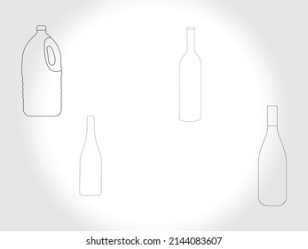 bottle line art icon vector free download.Bottles for Liquid Signs Black Thin Line Icon Set Include of Water, Alcohol Drink and Jar. Vector illustration of Icons 