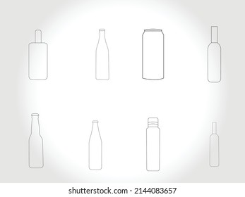 bottle line art icon vector free download.Bottles for Liquid Signs Black Thin Line Icon Set Include of Water, Alcohol Drink and Jar. Vector illustration of Icons 