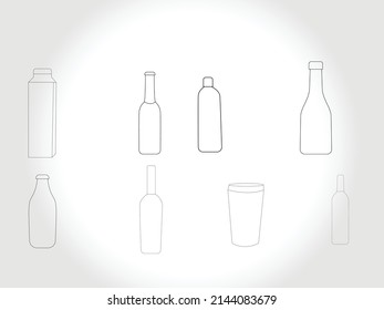 bottle line art icon vector free download.Bottles for Liquid Signs Black Thin Line Icon Set Include of Water, Alcohol Drink and Jar. Vector illustration of Icons 