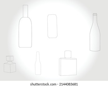 bottle line art icon vector free download.Bottles for Liquid Signs Black Thin Line Icon Set Include of Water, Alcohol Drink and Jar. Vector illustration of Icons 