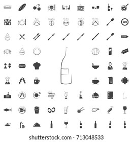 Bottle line black icon on the white background restaurant cafe set Flat vector illustration