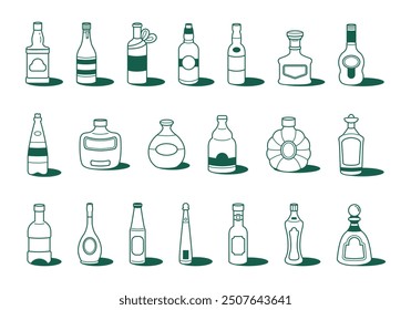 Bottle Line Icon Element Set