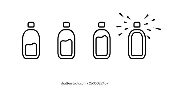 Bottle line icon set isolated on white background