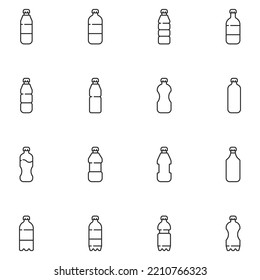 Bottle Line Icon Set Vector